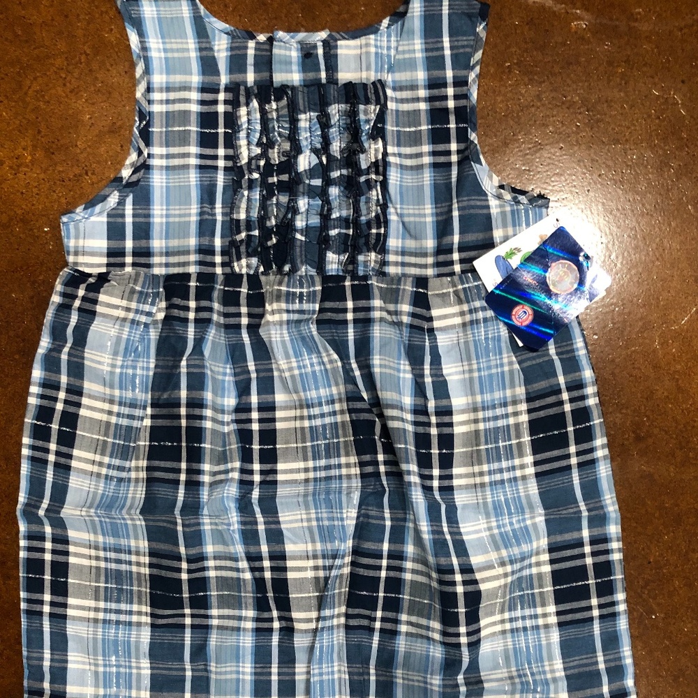 Plaid Tank Top Ruffle Front Dress